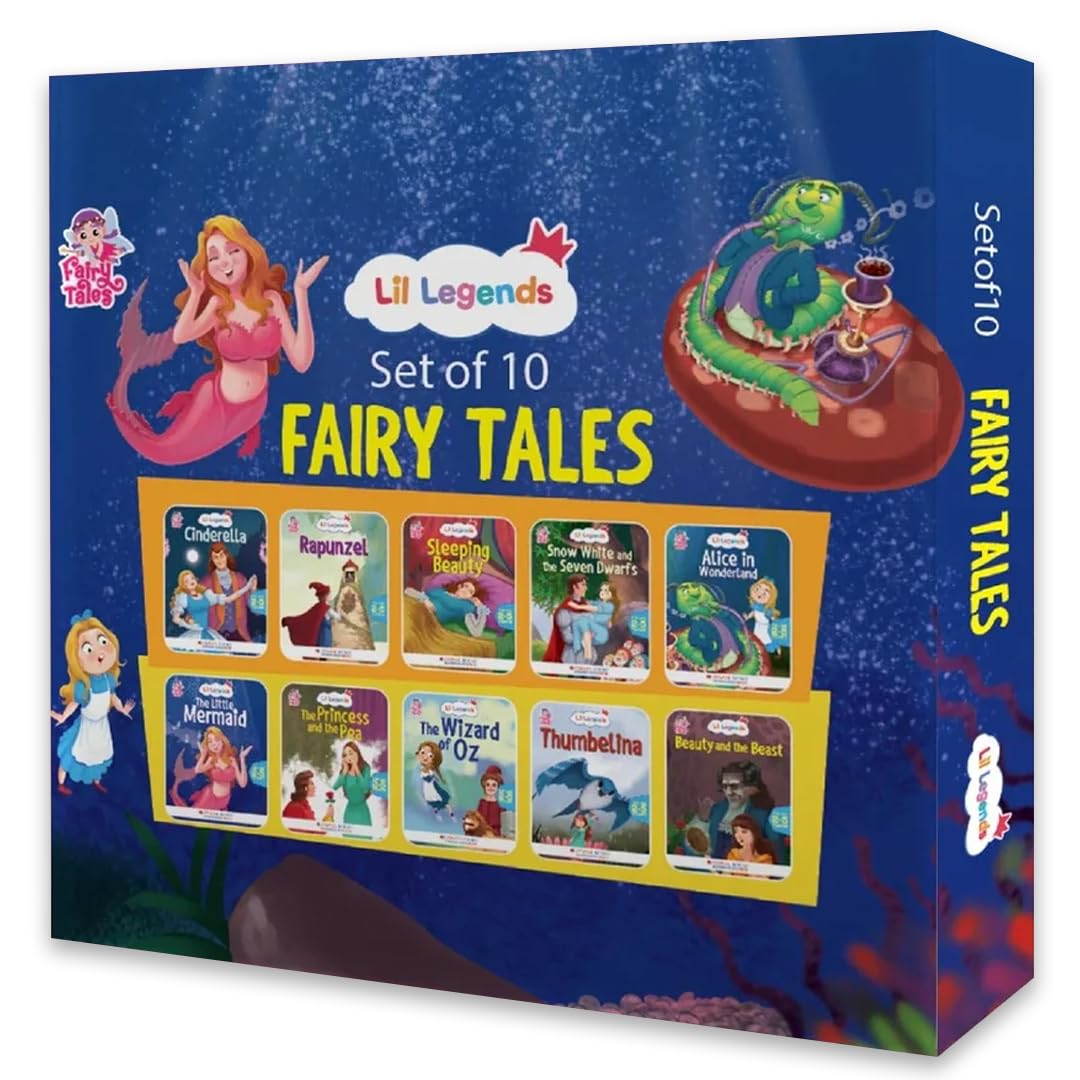fairytale Lil Legends Set of 10 Fairy Tales Gift Box Set for Kids | Cinderella, Snow White, Thumbelina, Little Red Riding Hood and More | Bedtime Picture Stories | Age 2+ - Image 1