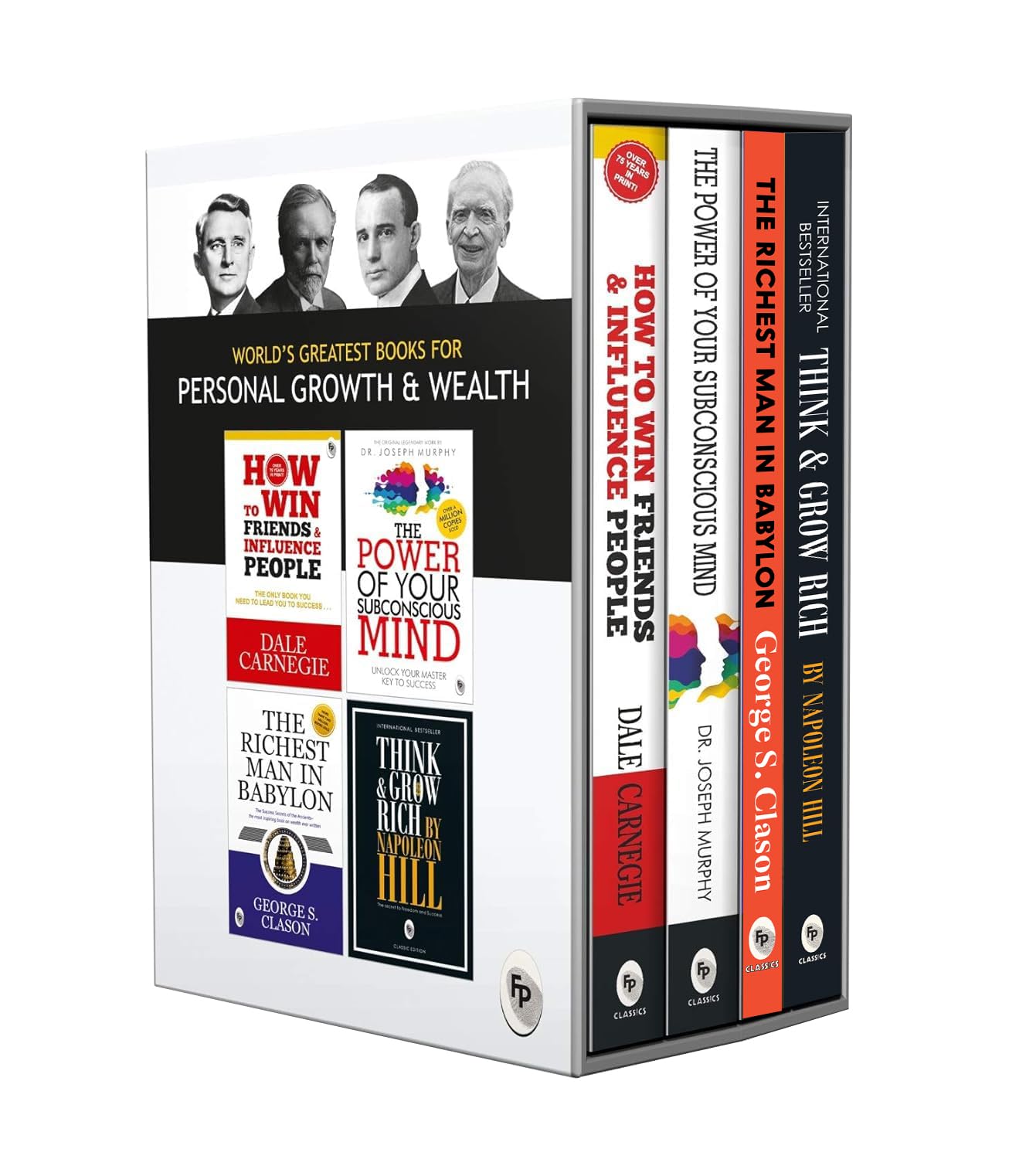 set of 4 World’s Greatest Books For Personal Growth & Wealth (Set of 4 Books) : Perfect Motivational Gift Set | How to Win Friends and Influence People | Think and Grow Rich | The Richest Man in Babylon | The Power of Your Subconscious Mind | Premium Paperback for Gifting - Image 1
