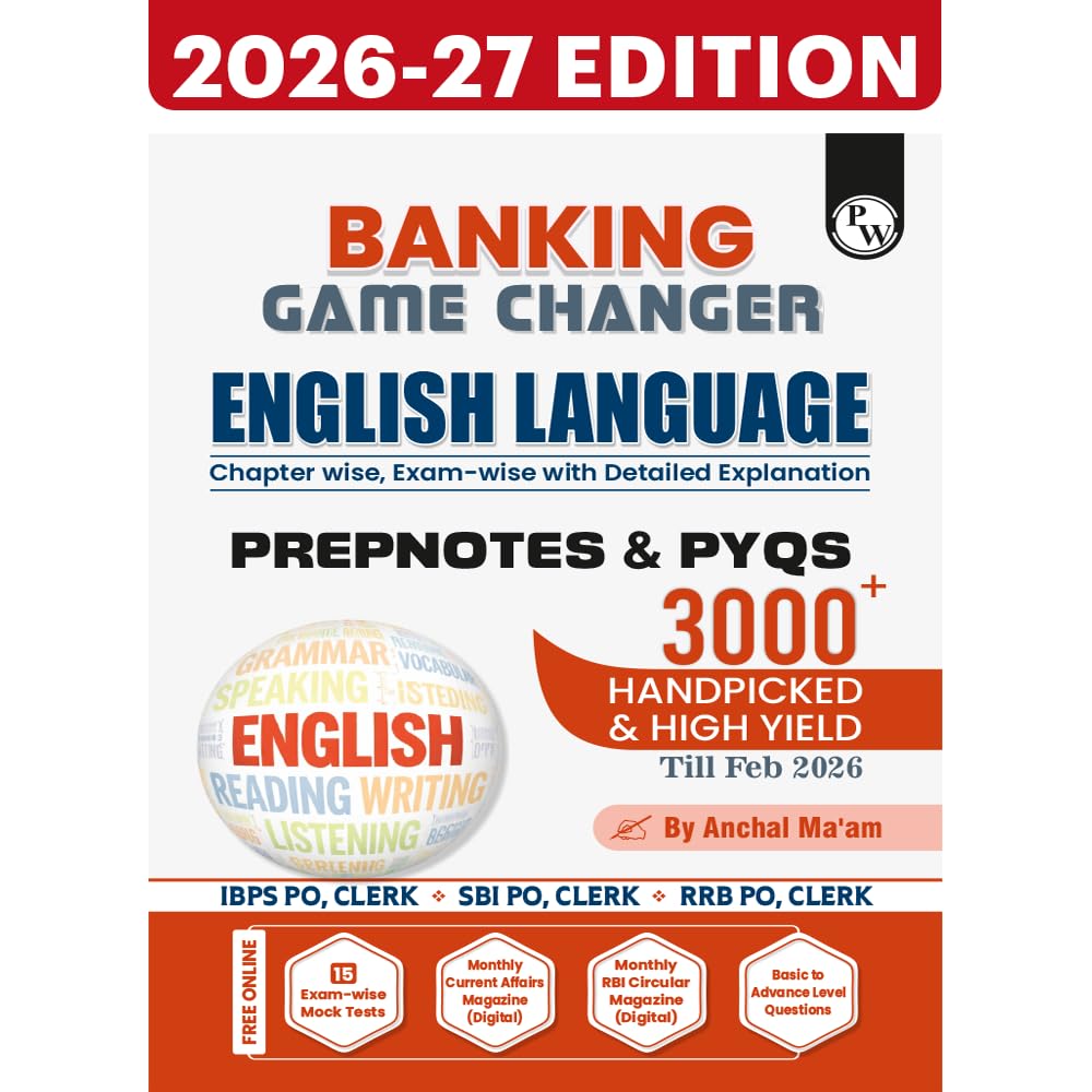 gc pw PW Banking Game Changer English Language Prepnotes & 3000+ PYQs By Anchal Ma'am For 2026-27 Exams | Chapterwise Theory with 15 Online CBT Tests | IBPS PO & Clerk, SBI PO & Clerk, RRB PO & Clerk Exams - Image 1