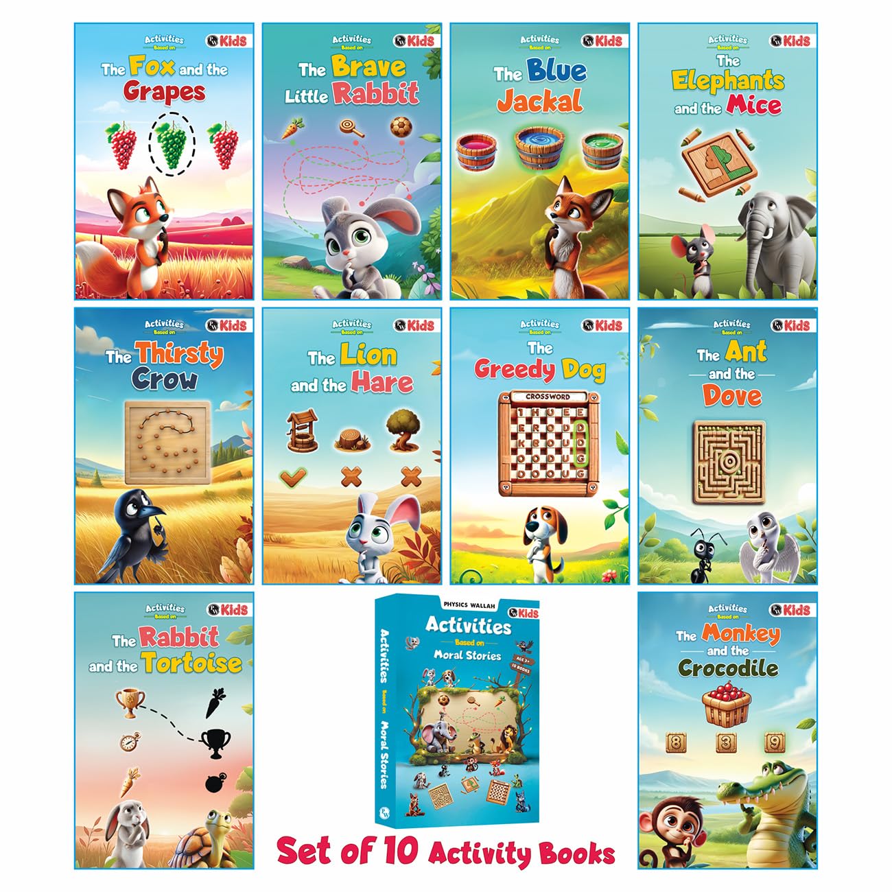 msb Set of 10 Moral Story Books for Kids with Activities, Free 500+ Worksheets with Parenting Tips, Short Illustrated Bedtime Stories with 3D Animated Images, Read-Aloud Story Books for 3-6 Years - Image 1